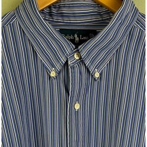 Ralph Lauren Classic Fit Blue Pinstripe Long Sleeve Cotton Pony 2XL Tall Read‎